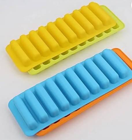 10 Cylinder Ice Cube Tray with Lid (Pack of 2)